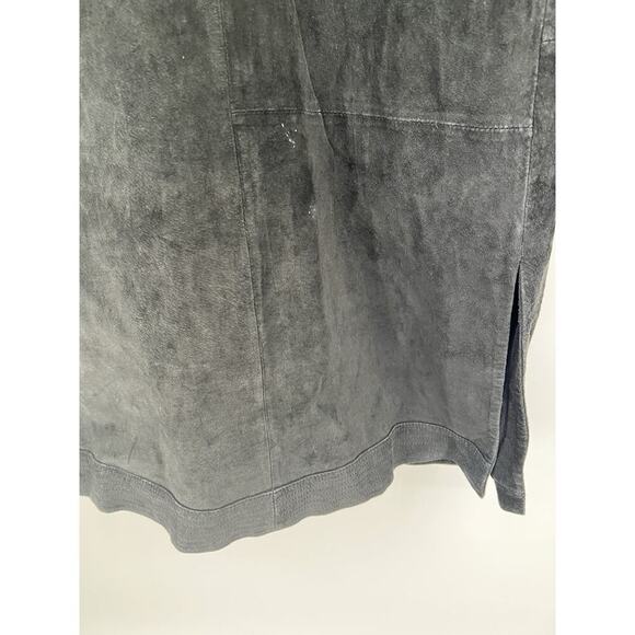 Kate Moss Topshop Black Suede Leather Trench Jacket Size 8 - Picture 6 of 7